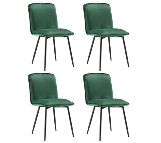 Lot De 4 Chaises En Velours Avec Structure En Métal Vert