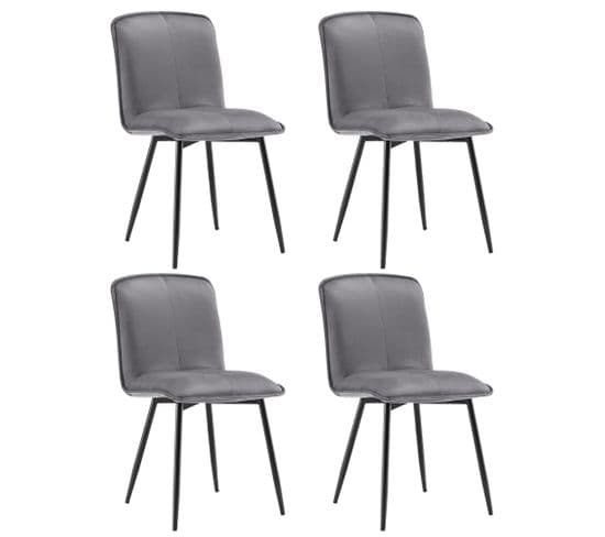 Lot De 4 Chaises En Velours Avec Structure En Métal Gris