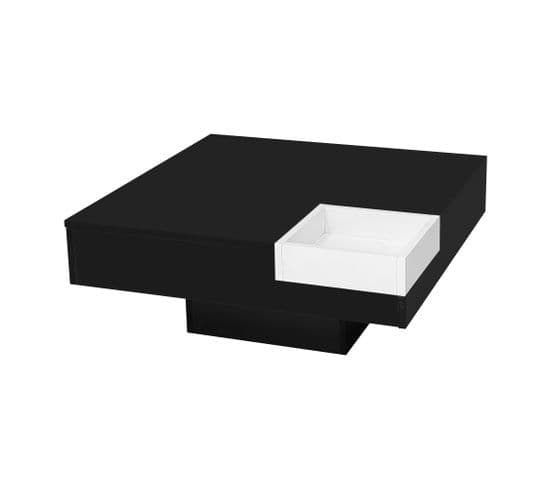 Table Basse 72x72x30cm Noir Livré Avec 1 Boîte De Rangement Amovible