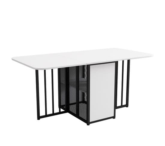 Table à Manger Extensible Avec 2 Portes Blanc + Noir