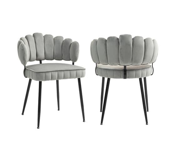 Lot De 2 Chaises Velvet Avec Accoudoirs Et Pieds En Métal Gris