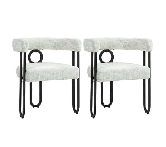 Lot De 2 Chaises Avec Accoudoirs Et Pieds En Métal Beige