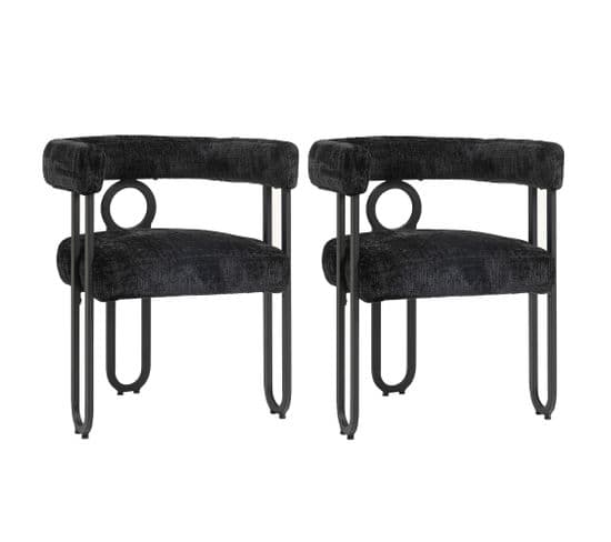 Lot De 2 Chaises Avec Accoudoirs Et Pieds En Métal Noir