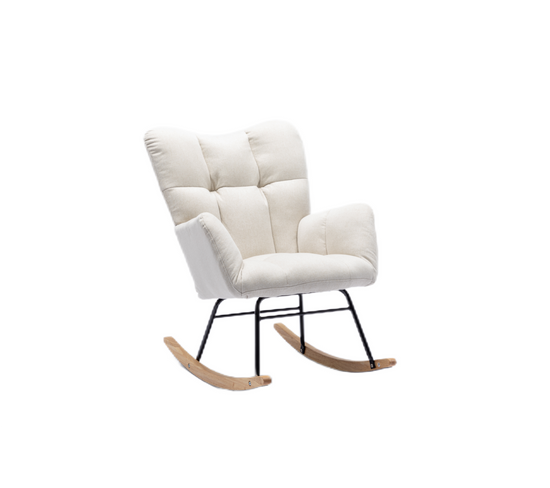 Fauteuil À Bascule Chaise À Bascule Rocking Chair Fauteuil Relax Fabric Blanc