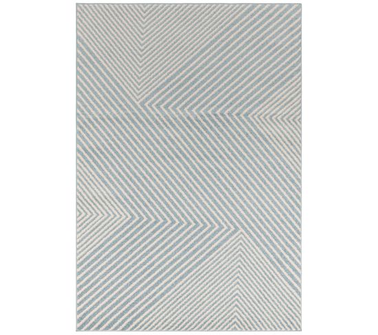 Tapis moderne tissé plat CROSSY - Bleu Ciel - 120x170 Cm