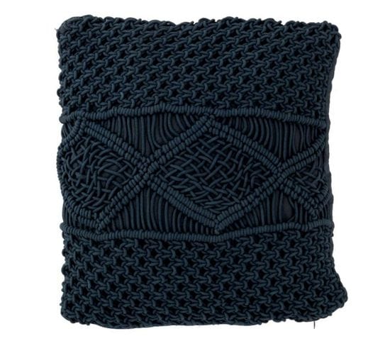 Coussin Carré Déco "macramé" 45x45cm Bleu