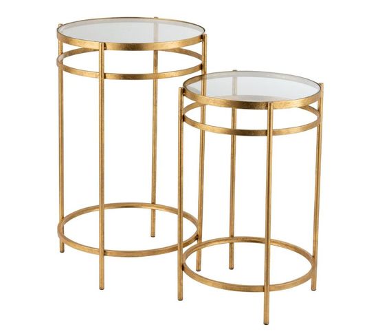 Lot De 2 Tables D'appoint Design "laure" 66cm Or