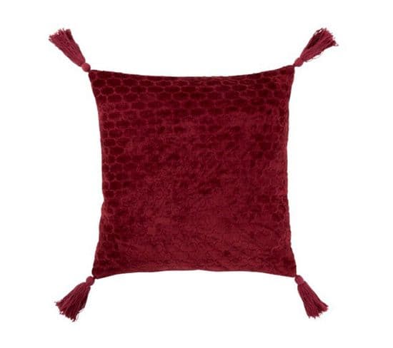 Coussin Déco à Motifs "cherry" 45x45cm Bordeaux