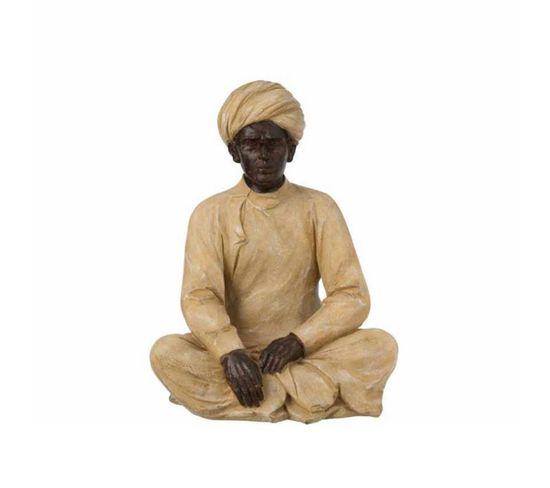 Statue Déco En Résine "indien Assis" 33cm Beige