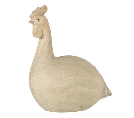 Statue Déco En Résine "poule" 46cm Beige