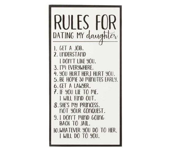 Décoration Murale "rules For Daughter" 62cm Blanc