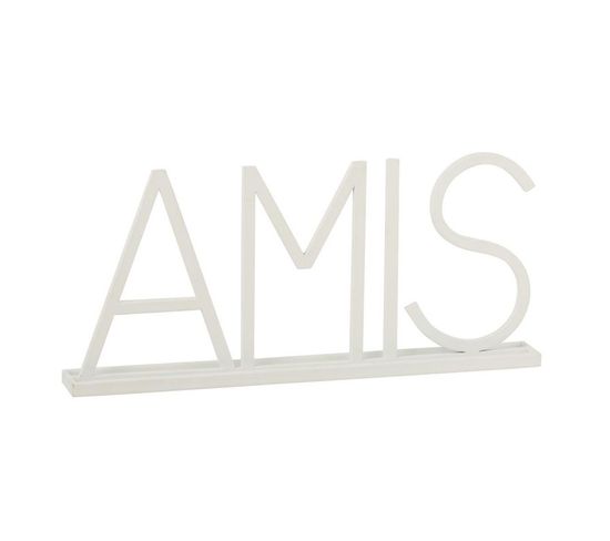 Mot Déco En Métal "amis" 48cm Blanc