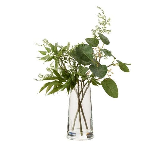 Feuille Artificielle "branche et Vase" 38cm Vert
