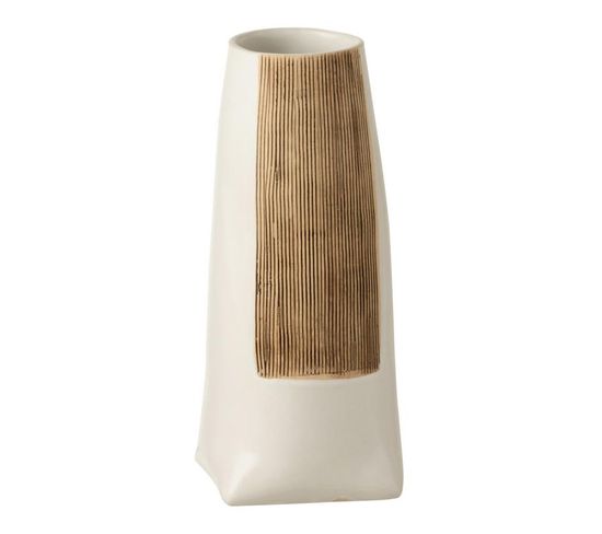 Vase Déco En Céramique "ibiza" 29cm Marron Et Blanc