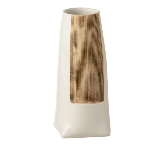 Vase Déco En Céramique "ibiza" 29cm Marron et Blanc