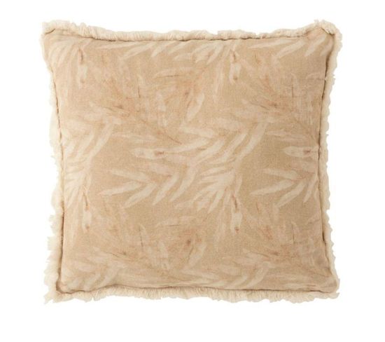 Coussin Déco "plante" 45x45cm Naturel