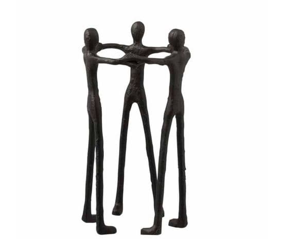 Statue Déco "3 Personnes En Cercle" 36cm Noir