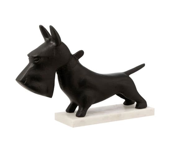 Statue Déco "chien Sur Pied" 38cm Noir et Blanc