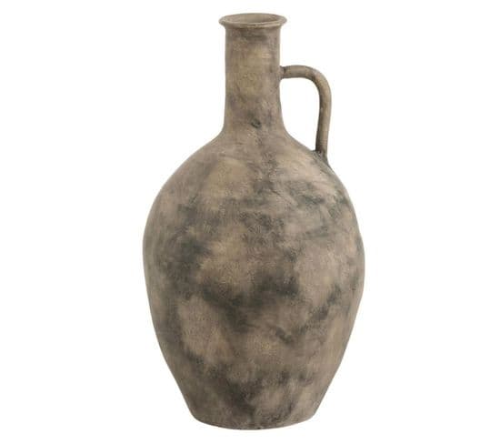 Vase Design "tacheté Anse" 55cm Marron et Gris