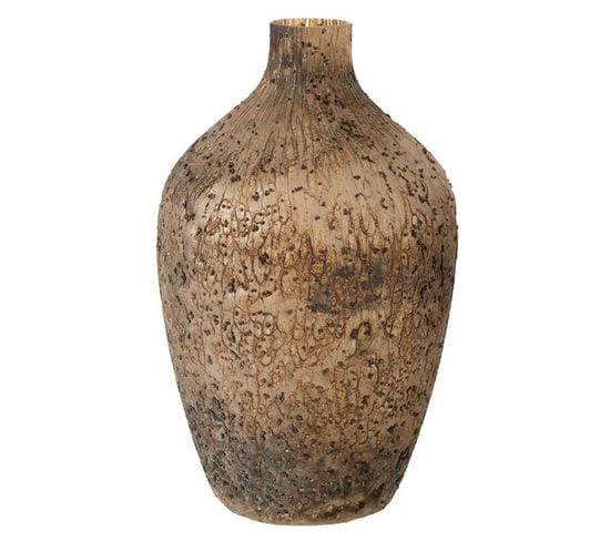 Vase Rond En Verre Design "wyll" 49cm Marron