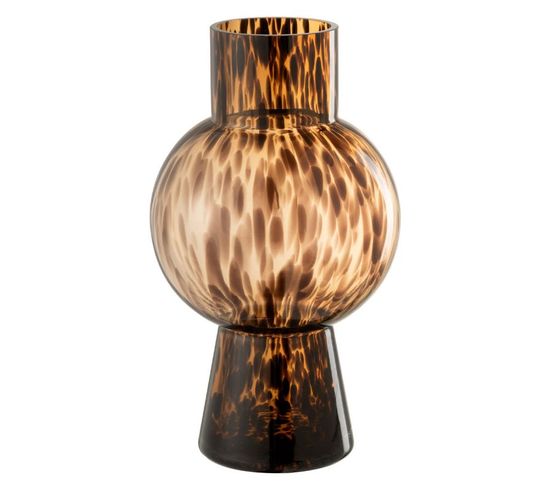 Vase Boule En Verre Design "poiso" 31cm Marron