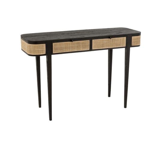 Console 2 Tiroirs En Bois "molly" 120cm Noir Et Beige