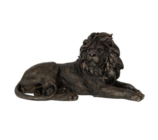 Statuette Déco "lion Couché" 80cm Bronze