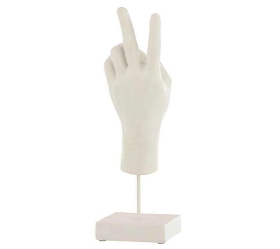 Statuette Déco "main Sur Pied" 35cm Blanc