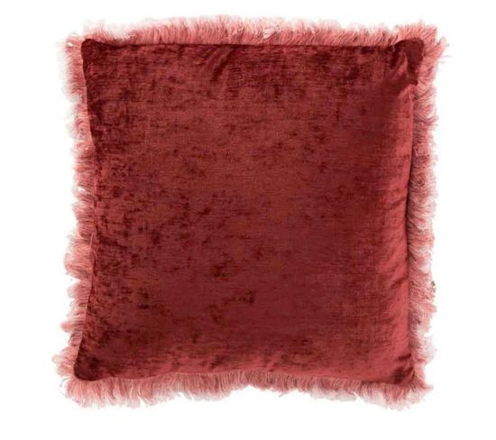 Coussin Déco "franges" 45x45cm Bordeaux