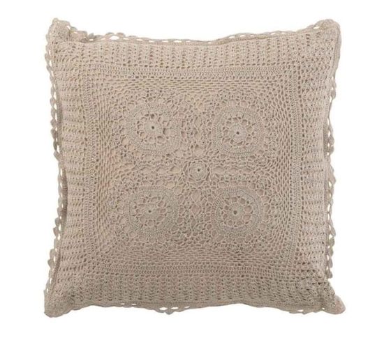 Coussin Déco "dentelle" 45x45cm Taupe