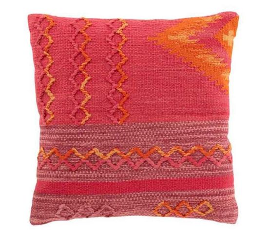 Coussin Déco "joyeux Ethnic" 45x45cm Rose et Violet