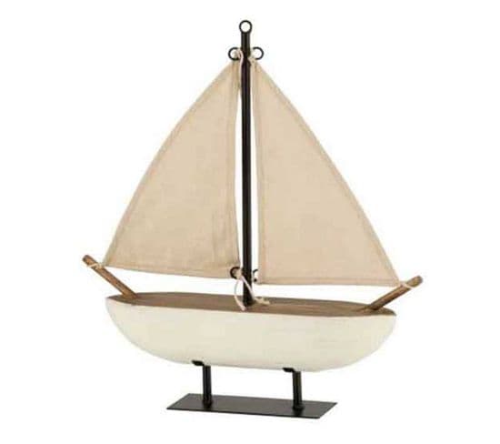 Statuette Déco "bateau à Voiles" 44cm Blanc