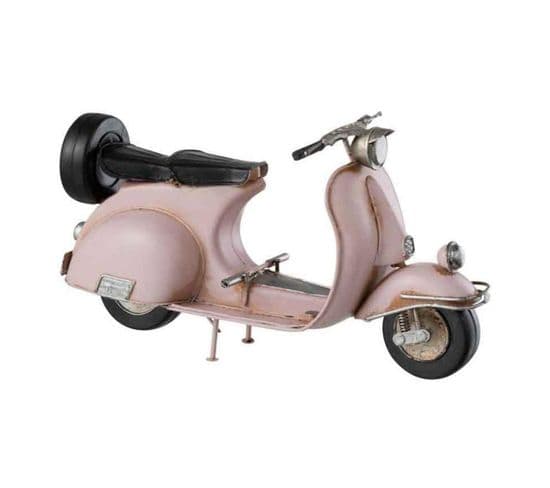 Statuette Déco "scooter Vintage" 28cm Rose