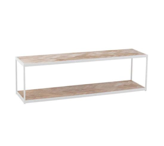 Table Basse 2 Niveaux "miraza" 150cm Naturel et Blanc