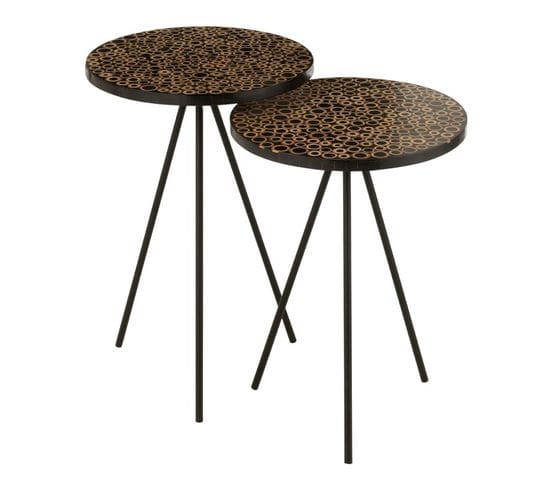 Lot De 2 Tables Gigognes "cercles" 58cm Marron