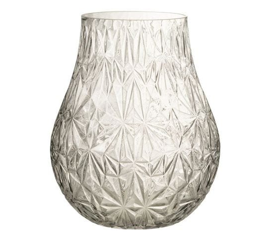 Vase Design En Verre "diamant" 28cm Transparent