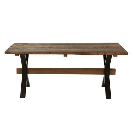 Table De Ferme Industriel En Bois Et Pieds Croisés Métal L180 - Marie