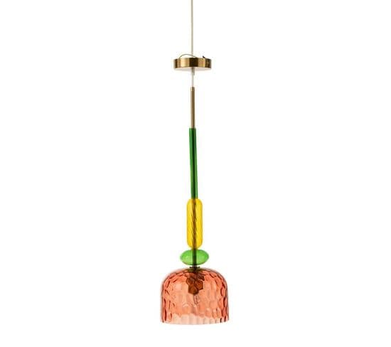 Lampe Suspension En Verre "fiona" 160cm Rouge