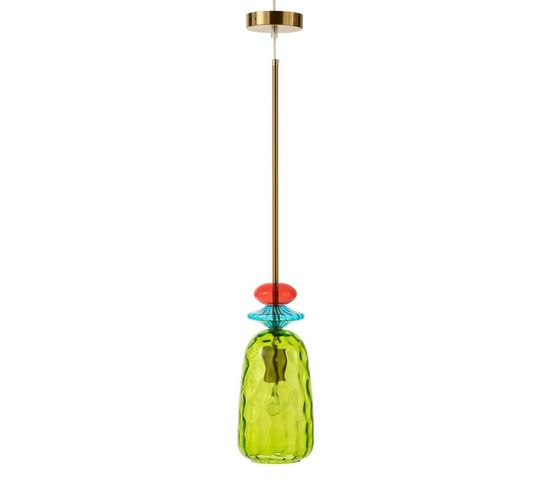 Lampe Suspension En Verre "laurence" 160cm Vert