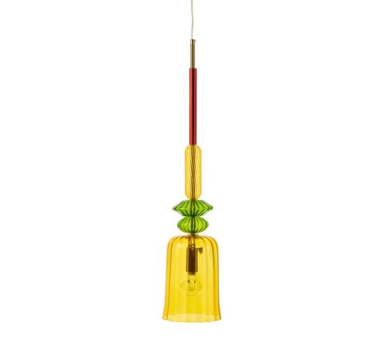 Lampe Suspension En Verre "zoe" 160cm Jaune