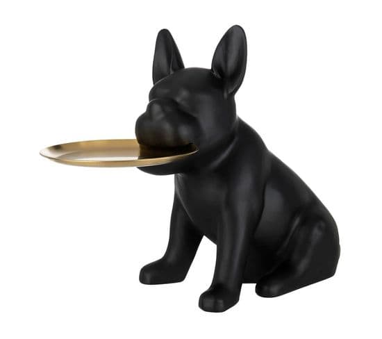 Statuette Déco "bulldog Plateau" 56cm Noir