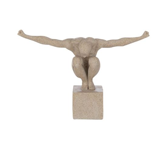 Statuette Déco Sur Socle "athlète" 32cm Beige