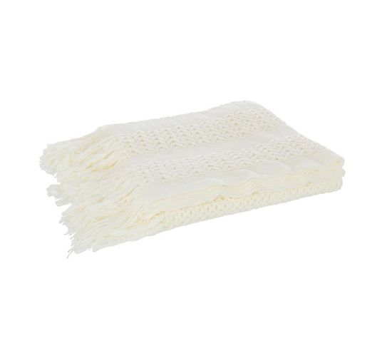 Plaid Déco Tricot "abby" 143x195cm Blanc