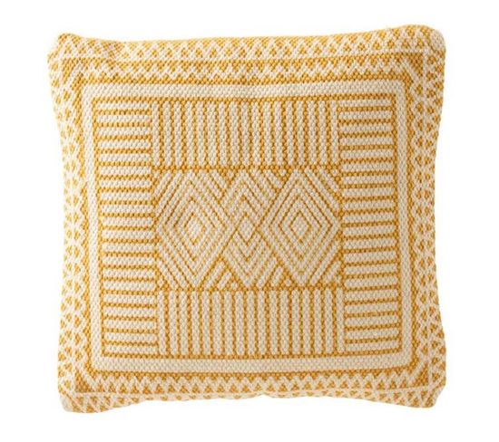 Coussin Déco "bali" 42x42cm Blanc Et Ocre