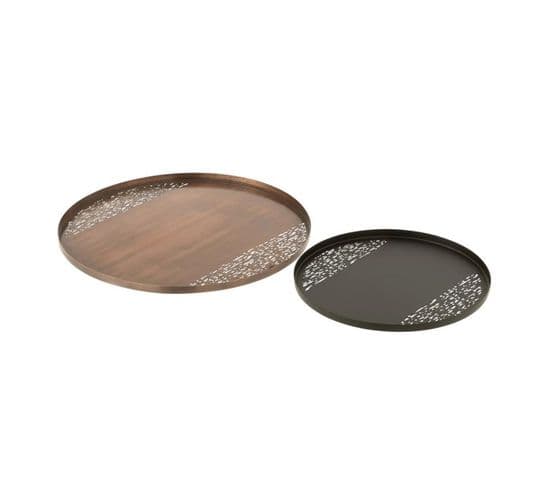 Lot De 2 Plateaux De Service "ajouré" 40cm Bronze Et Noir