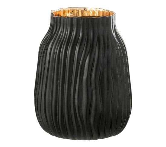 Vase à Rainures En Verre "louis" 20cm Noir