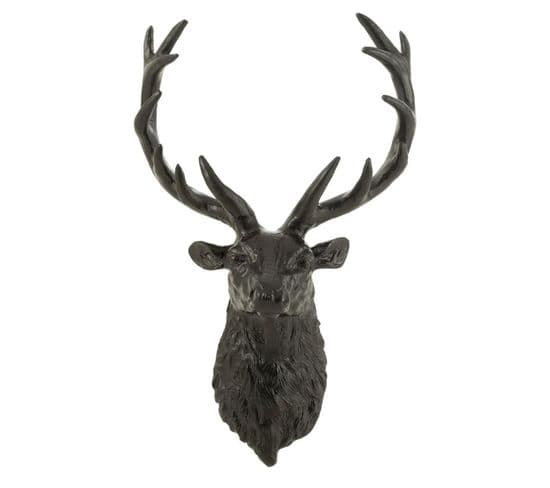 Trophée Mural Déco "tête De Cerf" 57cm Noir