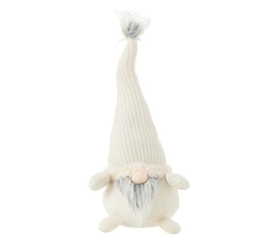 Statue Déco Lutin "barbe" 52cm Blanc et Gris