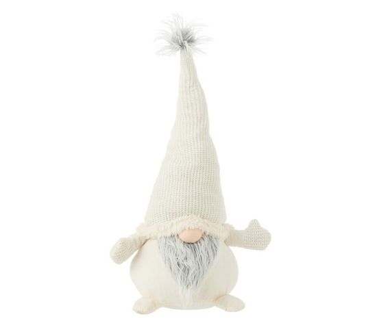 Statue Déco Lutin "barbe" 80cm Blanc et Gris