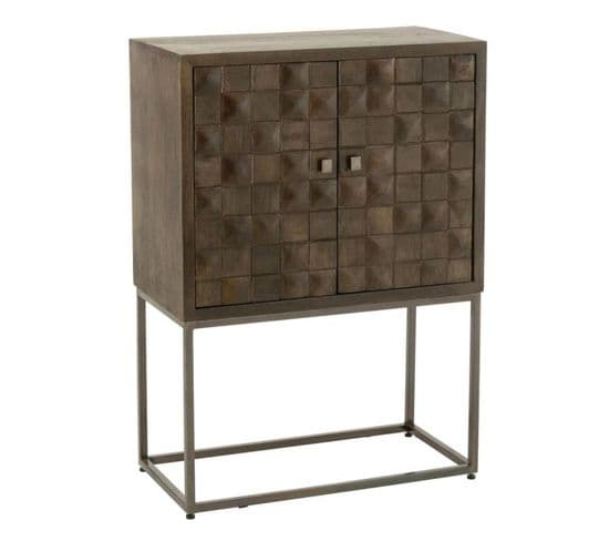 Commode 2 Portes Sur Pied "pino" 122cm Marron